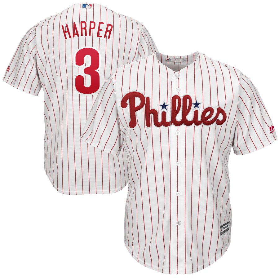 Men's Philadelphia Phillies #3 Bryce Harper Majestic White Home Cool Base Stitched MLB Jersey